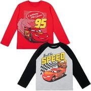 Disney Pixar Cars Lightning McQueen Little Boys 2 Pack Long Sleeve T-Shirts Toddler to Little Kid