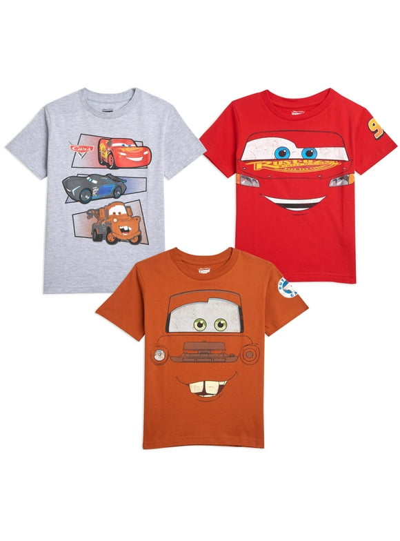 Disney Pixar Cars Lightning McQueen Little Boys 3 Pack T-Shirts Infant to Little Kid