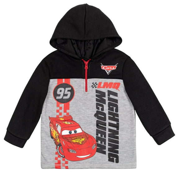 Disney Pixar Cars Lightning McQueen Little Boys Fleece Hoodie Grey / Black 7-8
