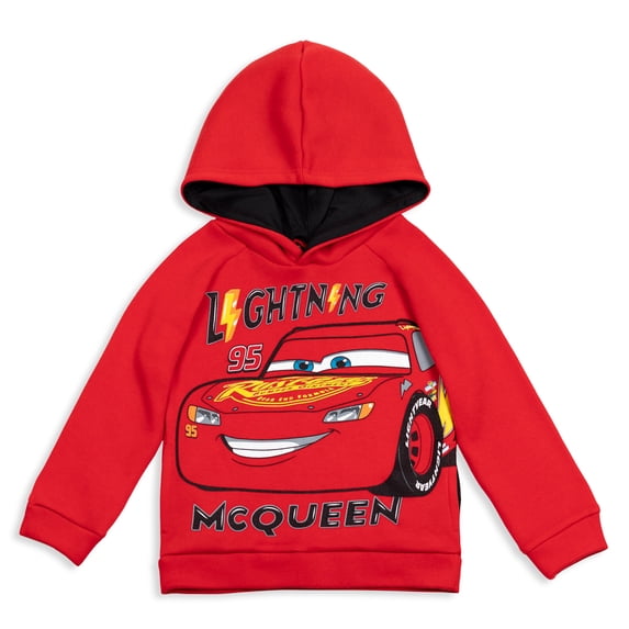 Disney Pixar Cars Lightning McQueen Little Boys Fleece Pullover Hoodie Toddler to Big Kid