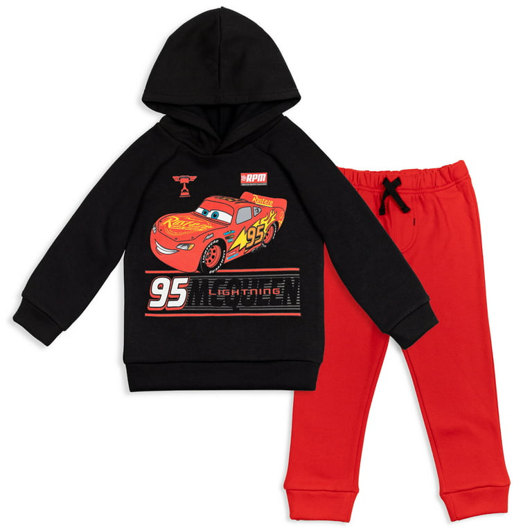 Disney Pixar Cars Lightning McQueen Little Boys Fleece Pullover Hoodie and  Pants Outfit Set Toddler to Big Kid 