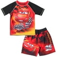 thumbnail image 1 of Disney Pixar Cars Lightning McQueen Little Boys Rash Guard and Swim Trunks Outfit Set Toddler to Little Kid, 1 of 5