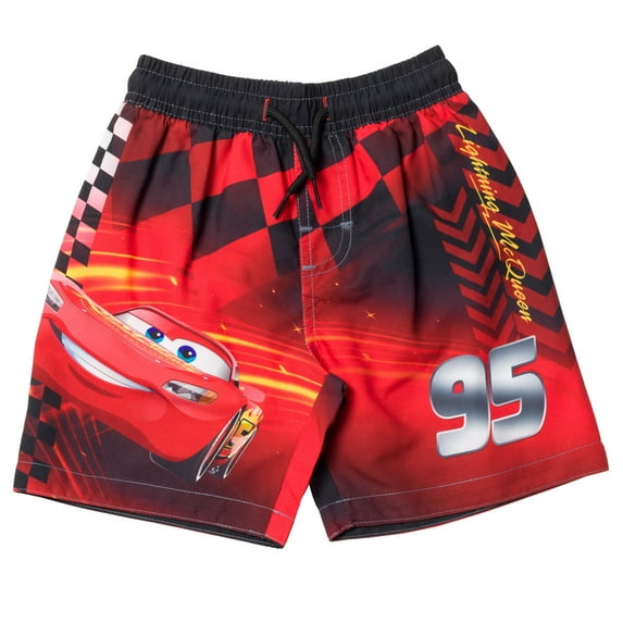 Disney Pixar Cars Lightning McQueen Little Boys Swim Trunks Red 5