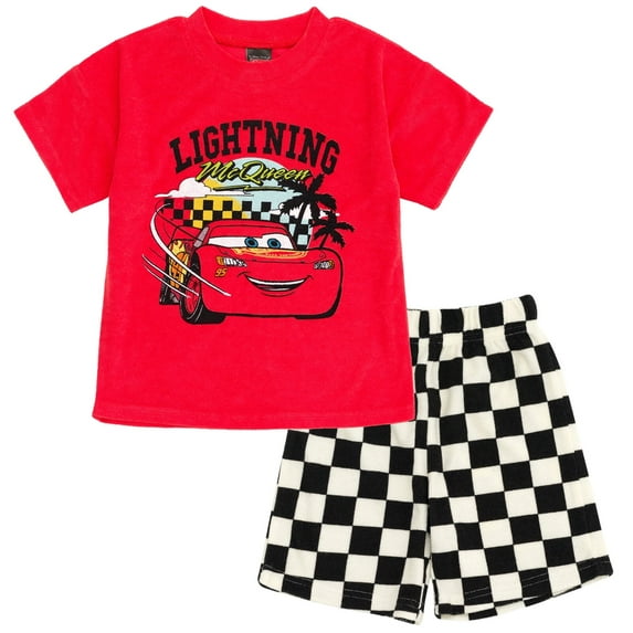 Disney Pixar Cars Lightning McQueen Little Boys T-Shirt and Shorts Outfit Set Toddler to Big Kid