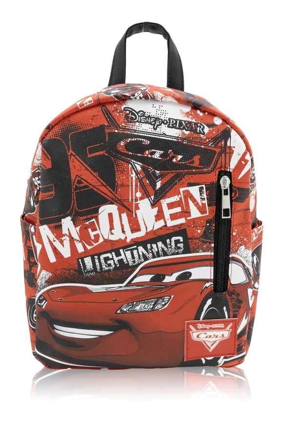 Disney Pixar Cars Lightning McQueen Mini Backpack for Kids Bold Graphic Design Small Red PU Leather Backpack Purse Ages 3+