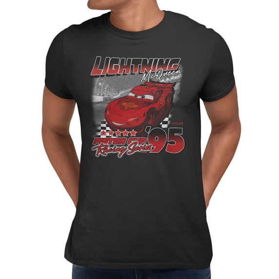 Disney Pixar Cars Lightning McQueen Piston Cup Racing Men's T Shirt (Black, S-XXXL)