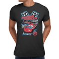 thumbnail image 1 of Disney Pixar Cars Lightning McQueen Speed Racing Mash Up Men's T Shirt (Black, S-XXXL), 1 of 4