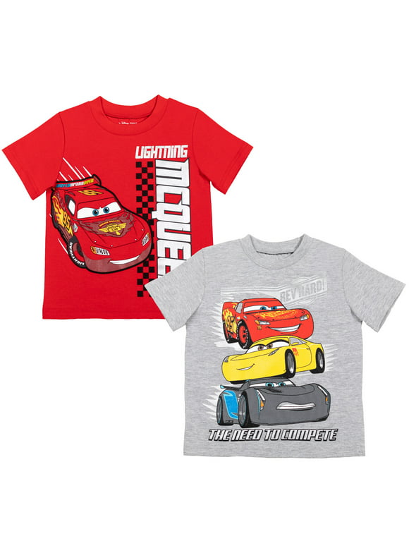Disney Pixar Cars Lightning McQueen Toddler Boys 2 Pack T-Shirts Infant to Big Kid