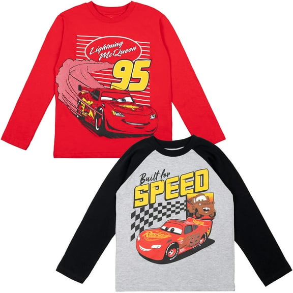 Disney Pixar Cars Lightning McQueen Tow Mater 2 Pack Long Sleeve T-Shirts Toddler to Big Kid