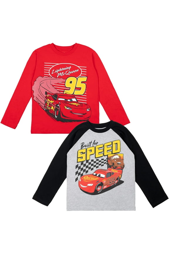 Pixar Cars Lightning McQueen Tow Mater 2 Pack Long Sleeve T-Shirts Toddler to Big Kid