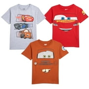 Disney Cars Toddler Boys' 3-Pack T-Shirts Red Brown Grey Mater