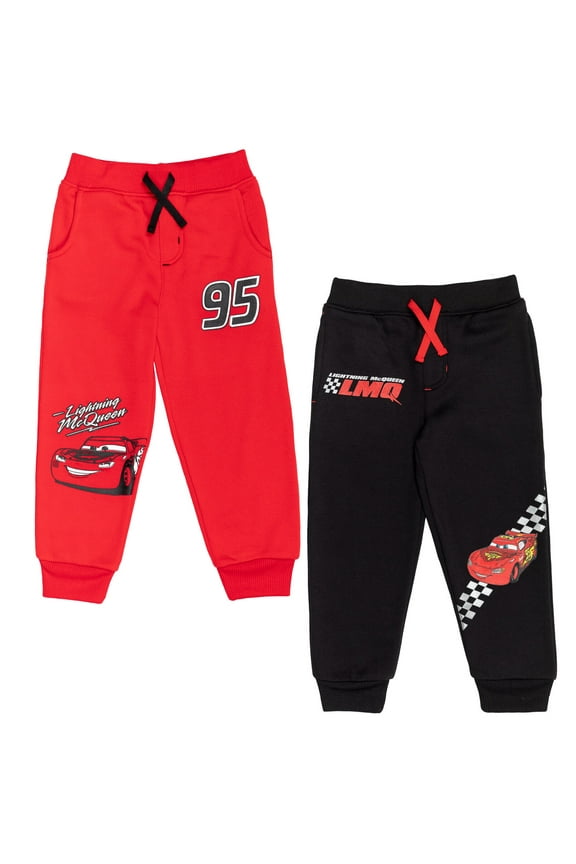 Pixar Cars Lightning McQueen Toddler Boys Fleece 2 Pack Jogger Pants Toddler to Big Kid