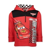Disney Cars Toddler Boys' Fleece Quarter-Zip Hooded Sweatshirt Red Lightning McQueen
