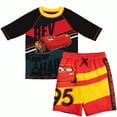 thumbnail image 1 of Disney Pixar Cars Lightning McQueen Toddler Boys Rash Guard and Swim Trunks Outfit set Black / Red 3T, 1 of 5