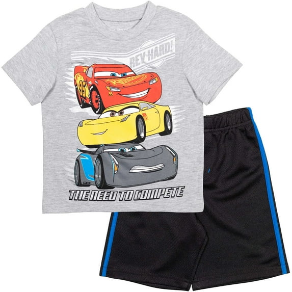 Disney Pixar Cars Lightning McQueen Toddler Boys T-Shirt and Shorts Outfit Set Infant to Little Kid