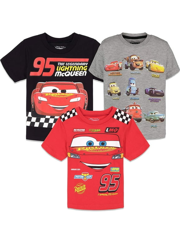 Disney Pixar Cars Lightning McQueen Tow Mater 3 Pack T-Shirts Infant to Big Kid