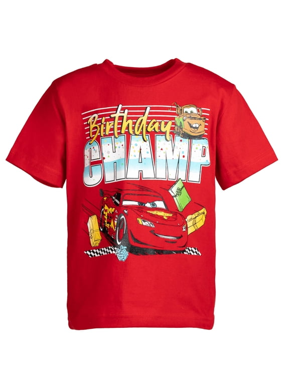 Cars Toddler Boys' Short Sleeve Birthday T-Shirt McQueen Mater Red