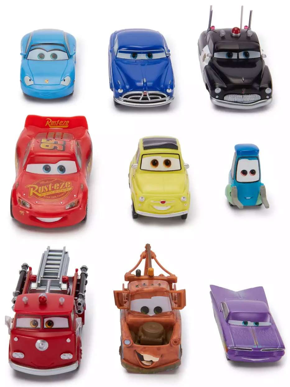 Disney / Pixar Cars Lightning McQueen, Tow Mater, Sally, Ramone, Red, Sheriff, Doc, Luigi & Guido 9-Piece PVC Figure Deluxe Play Set
