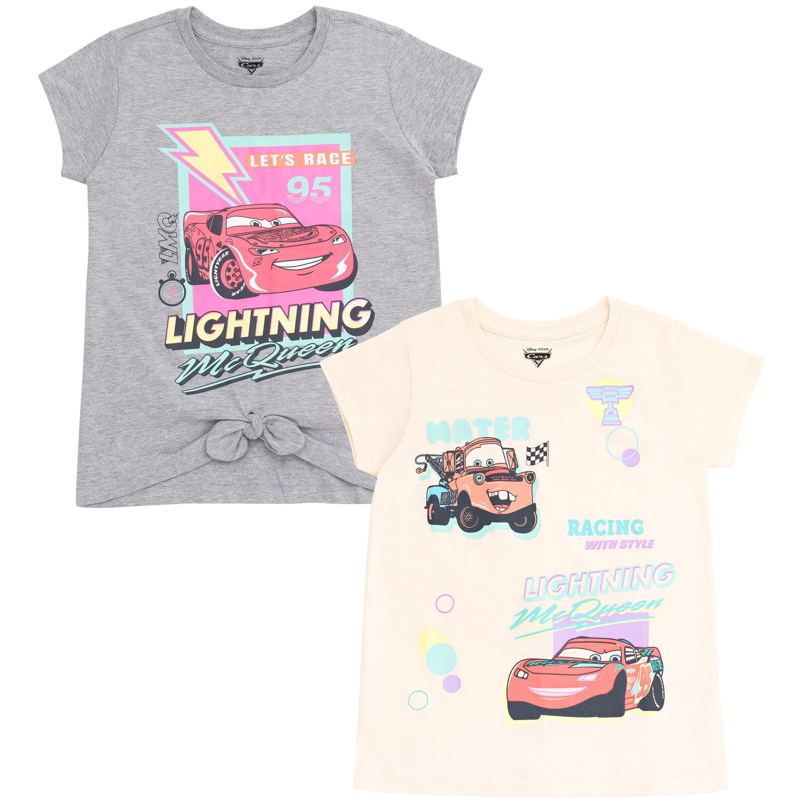 Disney Pixar Cars Lightning McQueen Tow Mater Toddler Girls 2 Pack T