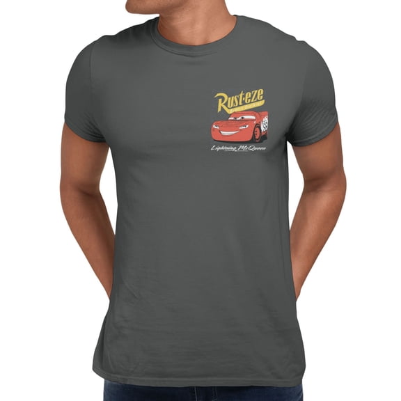 Disney Pixar Cars Lightning McQueen Vintage Rusteze Men's T Shirt (Charcoal, S-XXXL)