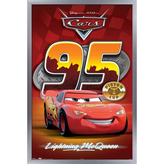 Disney Pixar Cars - Lightning Wall Poster, 14.725" x 22.375", Framed