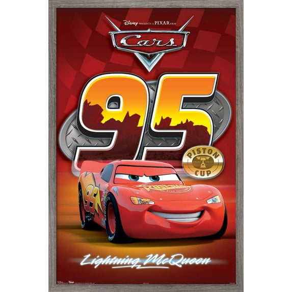 Disney Pixar Cars - Lightning Wall Poster, 14.725" x 22.375", Framed