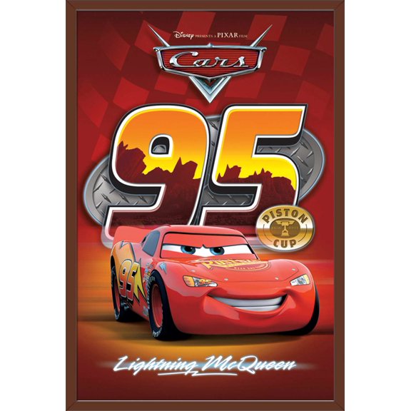 Disney Pixar Cars - Lightning Wall Poster, 22.375" x 34", Framed