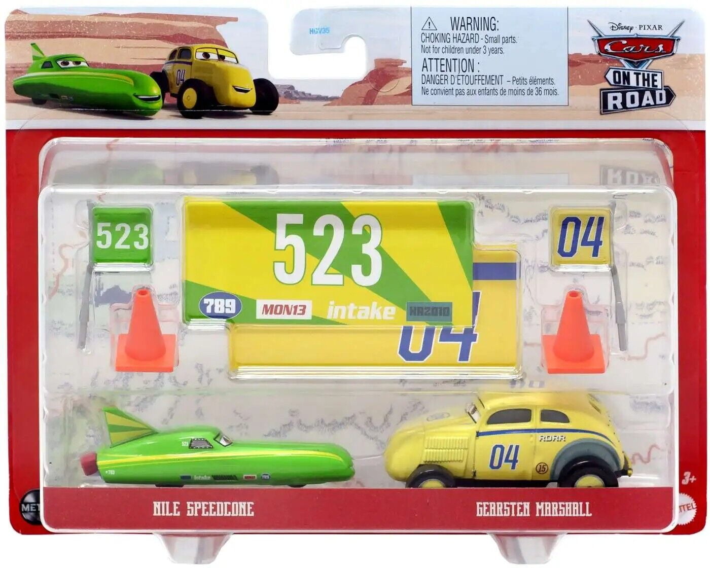 Disney Pixar Cars Metal 2 Pack Nile Speedcone & Gearsten Marshall