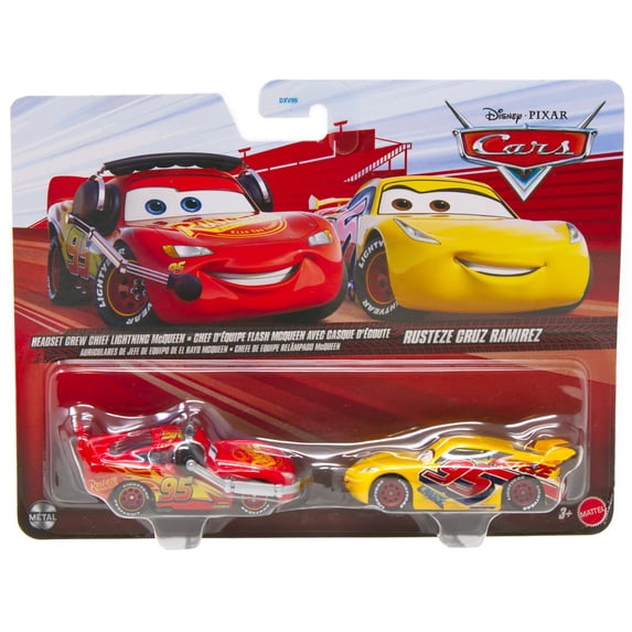 Disney / Pixar Cars Metal Headset Crew Chief Lightning McQueen & Rusteze Cruz Ramirez Diecast Car 2-Pack
