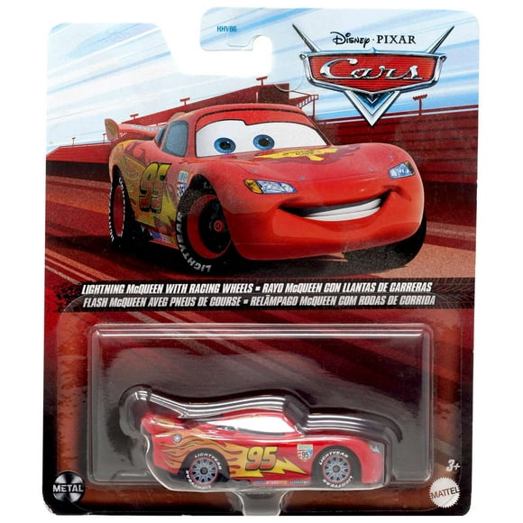 Disney / Pixar Cars Metal Lightning McQueen with Racing Wheels Diecast Car (Version 2)