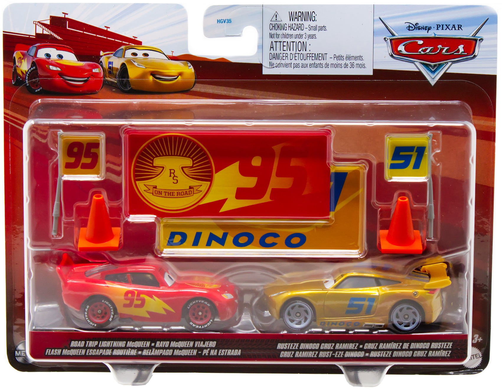 DINOC Lightning McQueen ダイキャストミニカー Disney / Pixar Cars Metal Road Trip Lightning McQueen & Rusteze