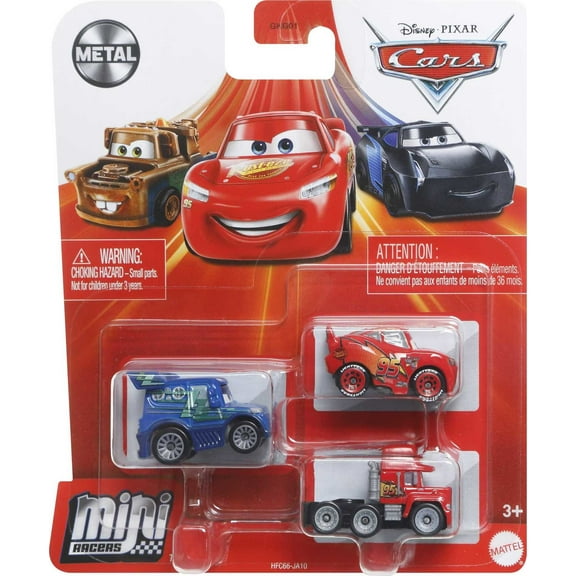 Disney Pixar Cars Mini Racers 3-Pack Metal Vehicles, For Kids Age 3 Years Old & Up