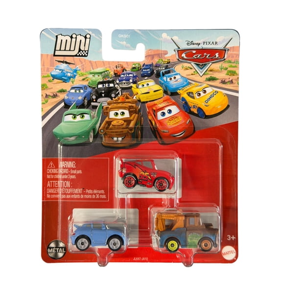 Disney Pixar Cars Mini Racers 3 Pack featuring Lightning McQueen, Sally, Mater Metal Die-Cast Play Vehicles for Ages 3+