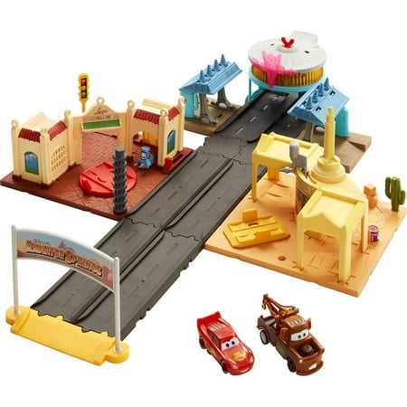 Disney Pixar Cars On The Road Radiator Springs Tour Playset with 2 Toy Cars & Light-Up Countdown