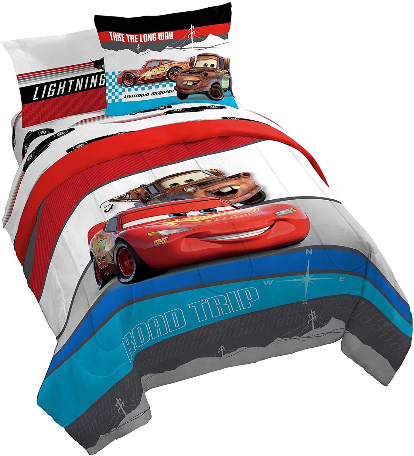 Disney Pixar Cars Racing Machine Multi-Color 5 Piece Twin Bed Set
