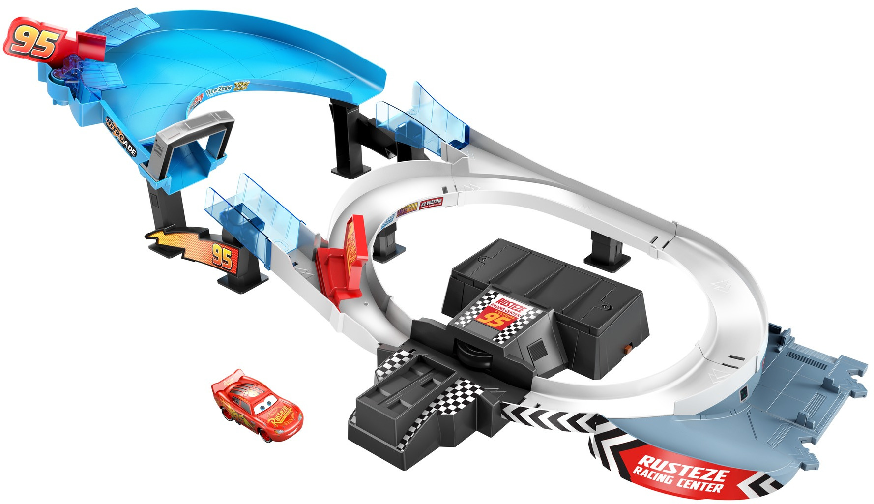 Disney Pixar Cars Rusteze Double Circuit Speedway Playset with Lightning McQueen Toy Car - image 1 of 7