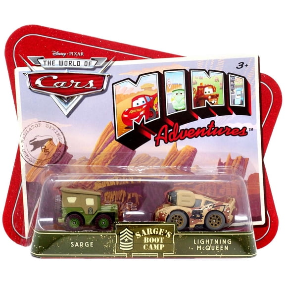 Disney Pixar Cars Sarge's Boot Camp Sarge & McQueen Mini Adventures Plastic Car, 2 Pack