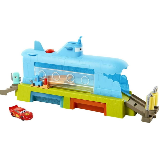 Disney Pixar Cars Submarine Car Wash Playset with Color-Change Lightning McQueen Toy Car