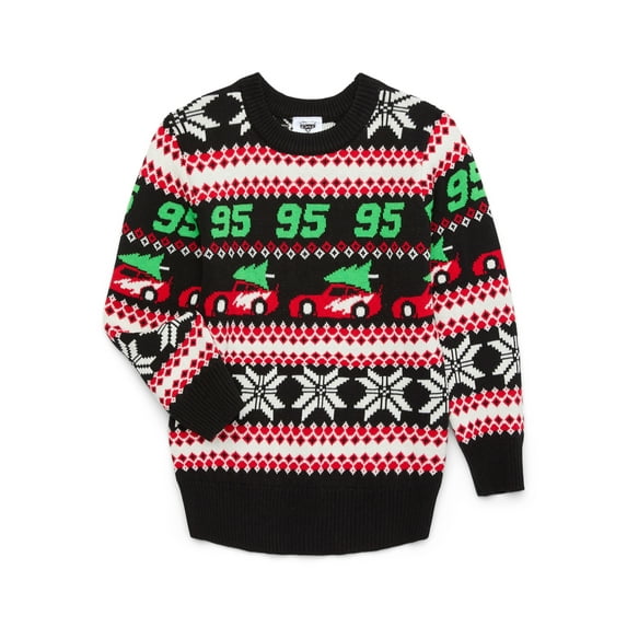 Disney Pixar Cars Toddler Boy Holiday Sweater with Long Sleeves, Sizes 12M-5T