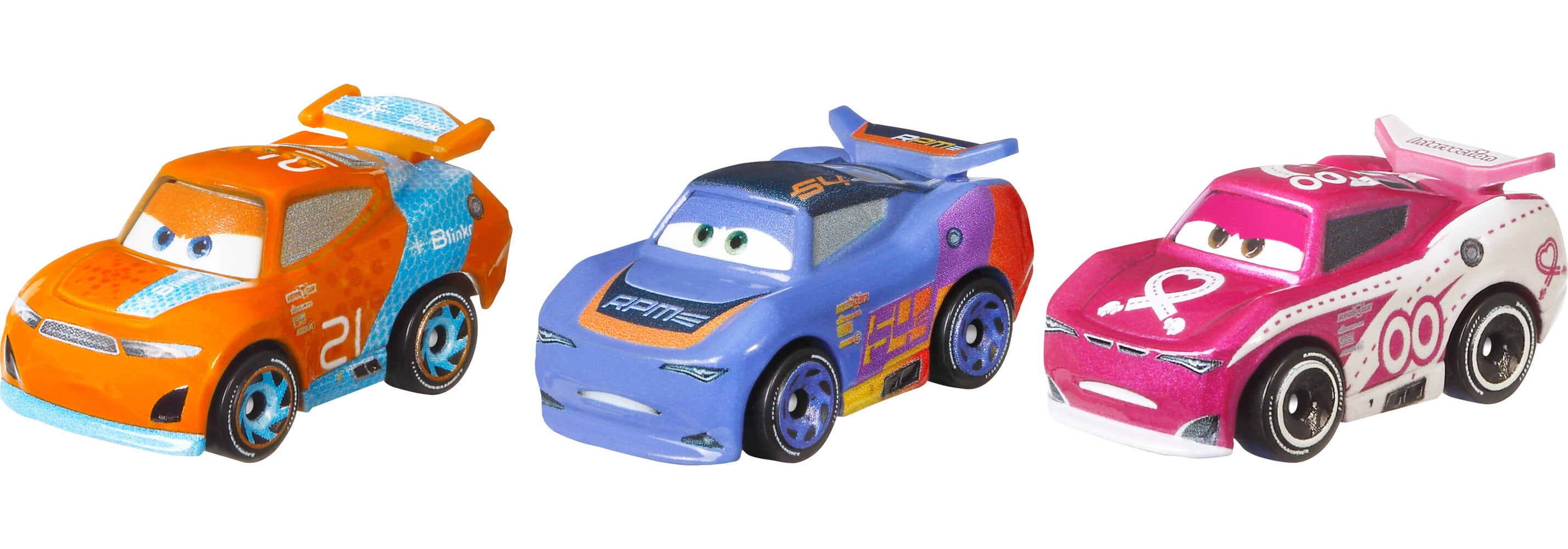 Disney Pixar Cars Mini Racers, 3-Pack Metal Toy Cars, Road