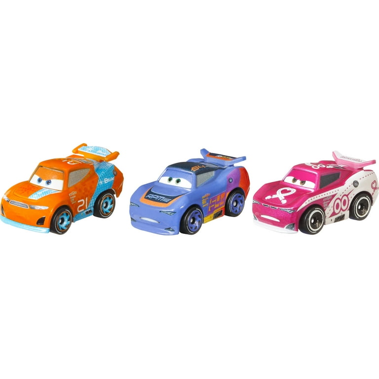 Disney Pixar Cars Mini Racers, 3-Pack Metal Toy Cars, Road