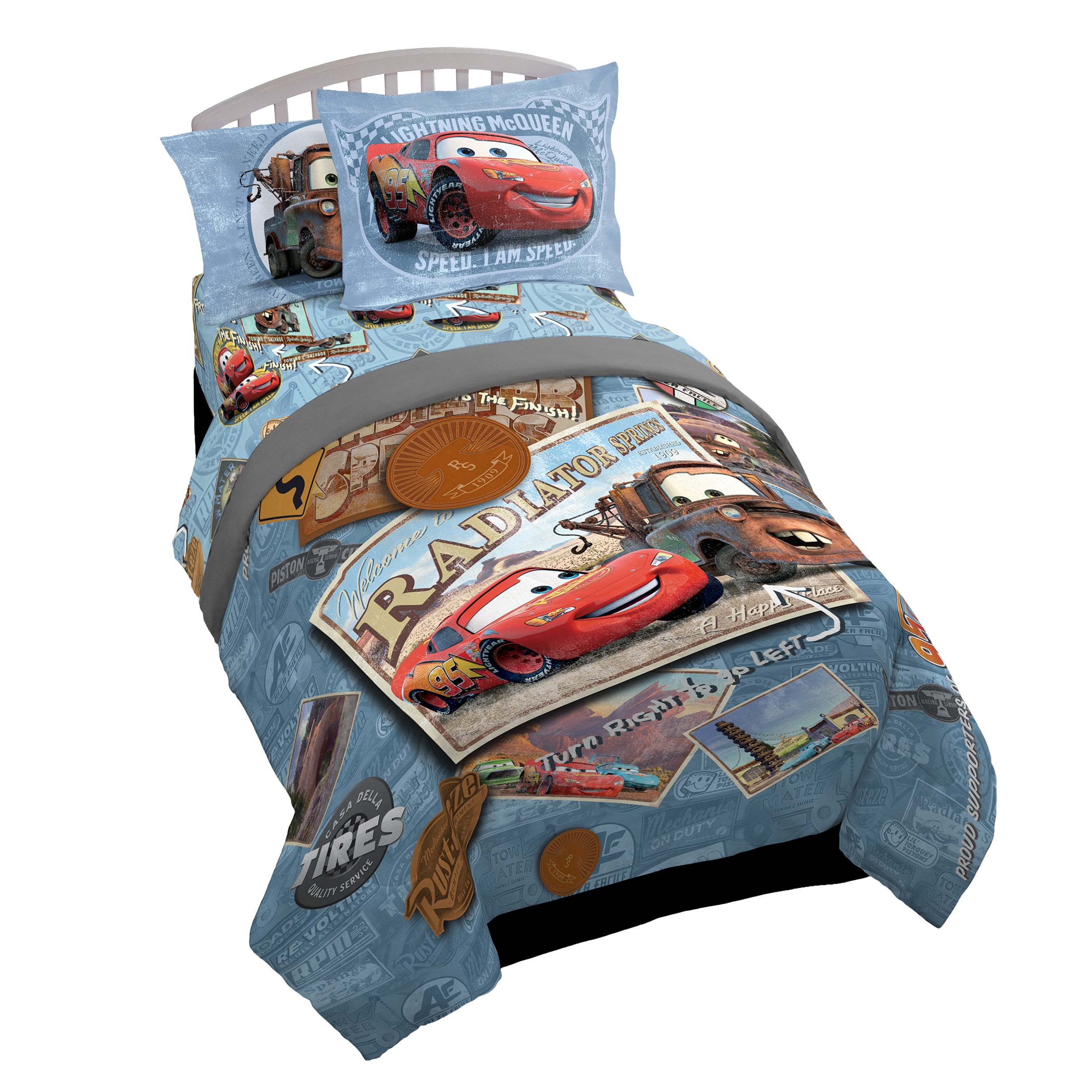 Disney Cars Blue Microfiber Full Bed-in-a-Bag Set