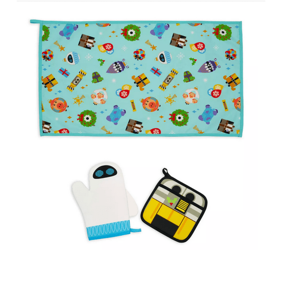 Disney Pixar Christmas Holiday Oven Mitt and Towel Set New with Tag