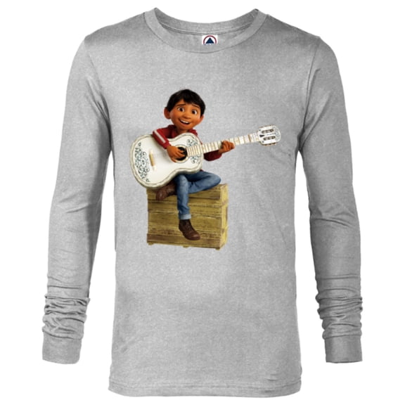 Disney Pixar Coco Miguel Rivera Playing Guitar T-Shirt - Long Sleeve T-Shirt for Men - Customized-Athletic Heather