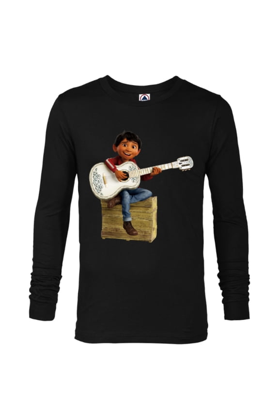 Disney Pixar Coco Miguel Rivera Playing Guitar T-Shirt - Long Sleeve T-Shirt for Men - Customized-Black