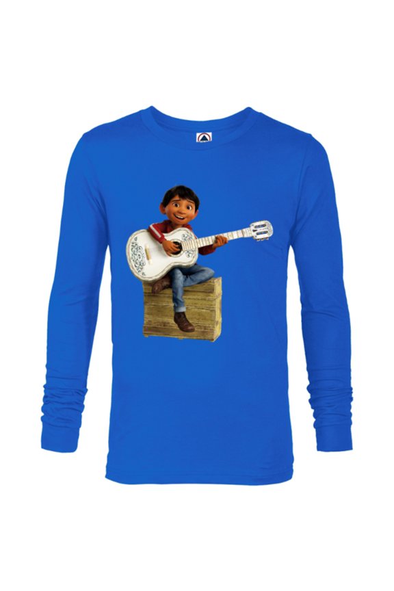 Disney Pixar Coco Miguel Rivera Playing Guitar T-Shirt - Long Sleeve T-Shirt for Men - Customized-Royal