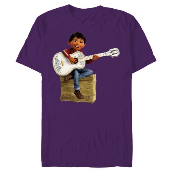 Disney Pixar Coco Miguel Rivera Playing Guitar T-Shirt- Short Sleeve Blended T-Shirt for Adults - Customized-Berry Snow Heather