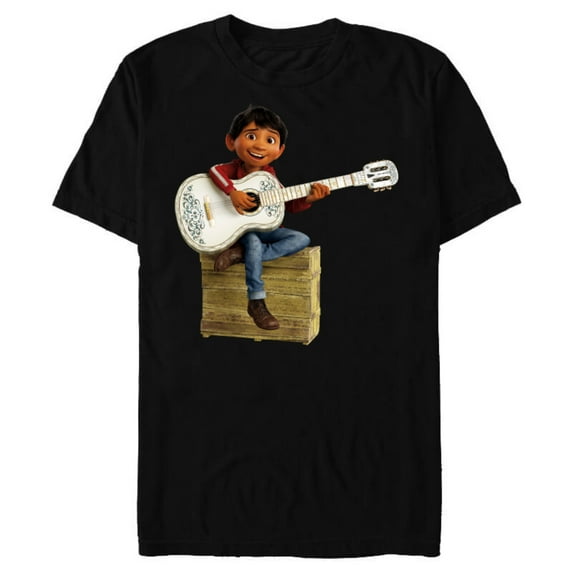 Disney Pixar Coco Miguel Rivera Playing Guitar T-Shirt- Short Sleeve Blended T-Shirt for Adults - Customized-Black