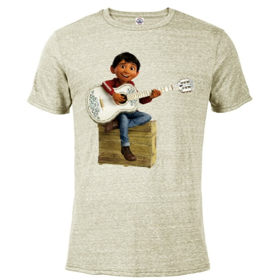 Disney Pixar Coco Miguel Rivera Playing Guitar T-Shirt- Short Sleeve Blended T-Shirt for Adults - Customized-Putty Snow Heather