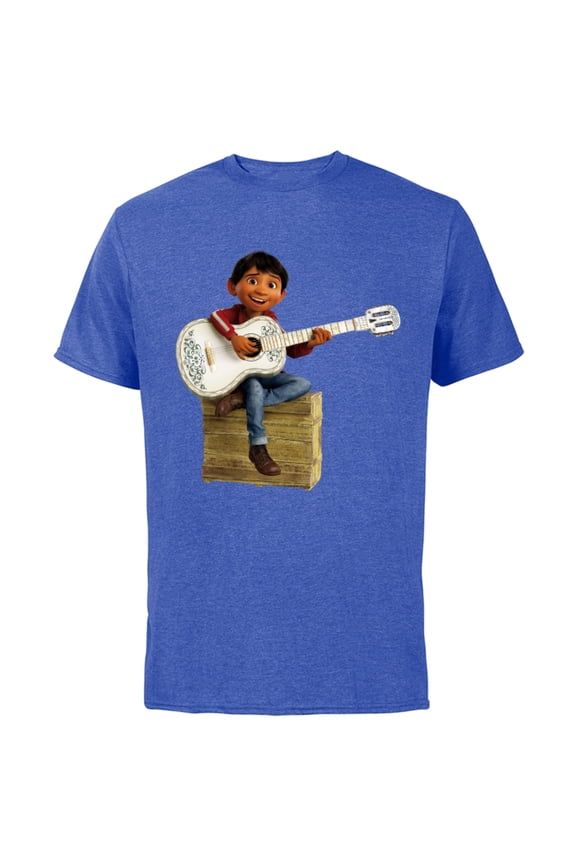 Disney Pixar Coco Miguel Rivera Playing Guitar T-Shirt - Short Sleeve Cotton T-Shirt for Adults - Customized-Royal Heather